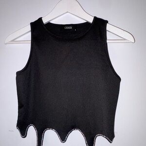 Cider Black Scallop Hem Crop Top